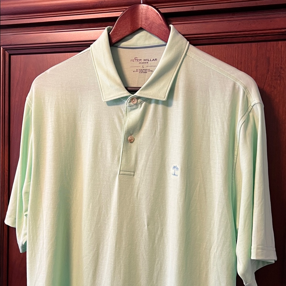 Like New Peter Millar Seaside Mint Green Stretch Lightweight Golf Polo Shirt!